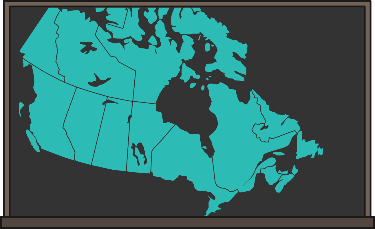 A map of Canada on a chalkboard