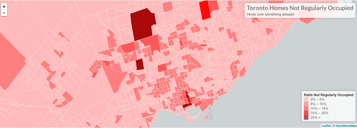 Toronto Unoccupied homes by percentage