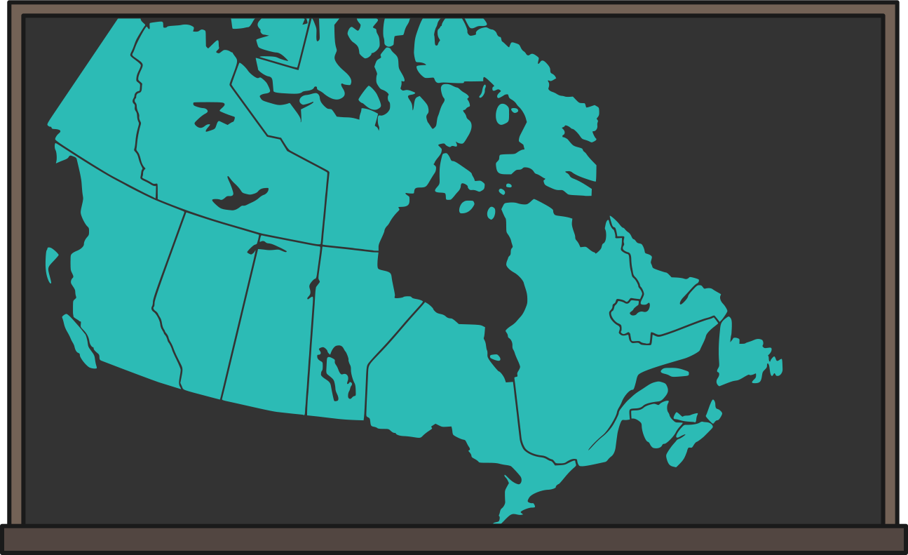 A map of Canada on a chalkboard